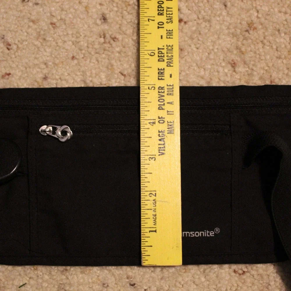 Samsonite Money Belt Slim Travel Waist Pack Security Pouch Black Adjustable OS